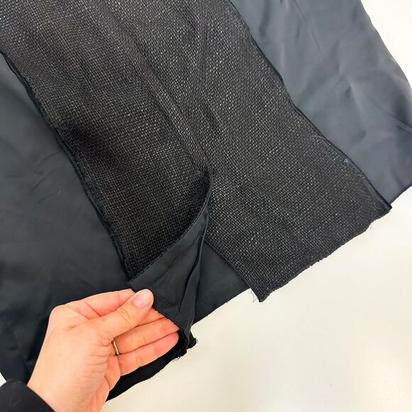 Prada Black Pencil Skirt w Burlap Panel Sz 40 Made in Italy - Picture 4 of 9